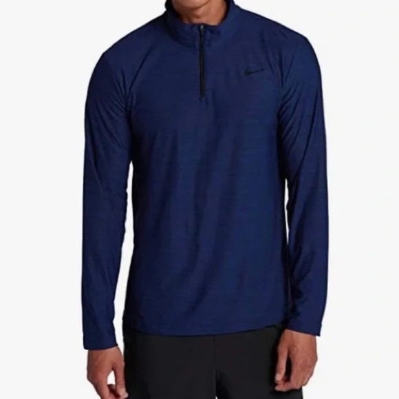 Nike Breathe Dri-Fit 1/4 Zip Long Sleeve Training Shirt Heathered Navy XL - Picture 10 of 10